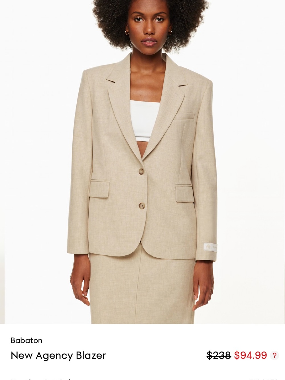 Aritzia Babaton Sand-Cream Tailored Blazer